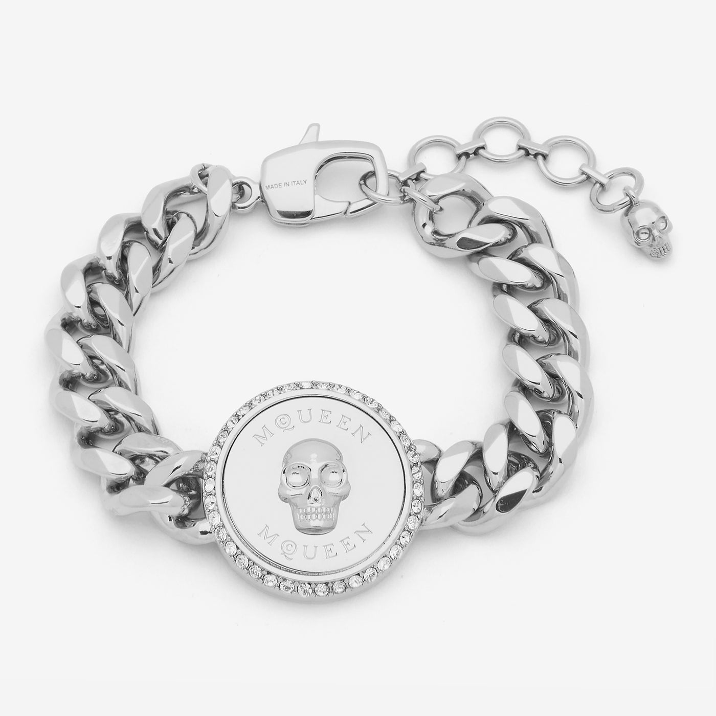 Alexander McQueen Palladium Sovereign Skull Bracelet