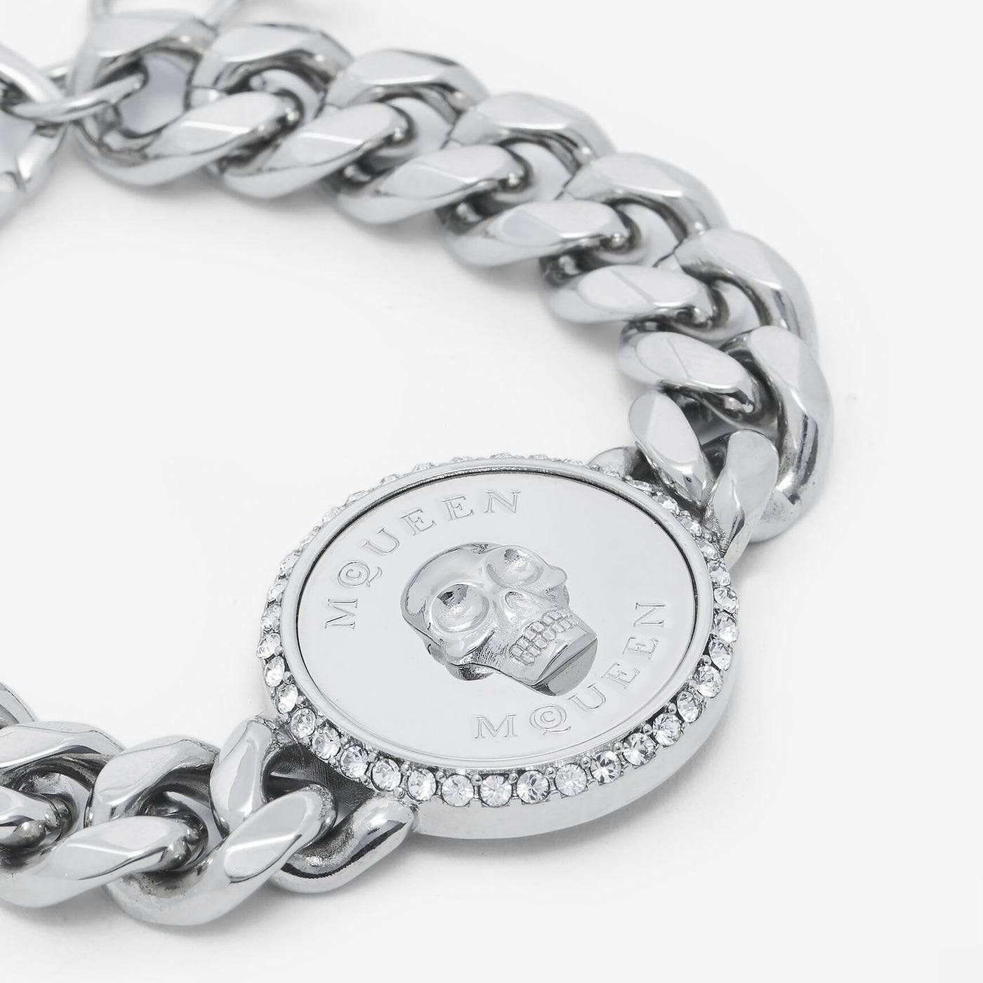 Alexander McQueen Palladium Sovereign Skull Bracelet