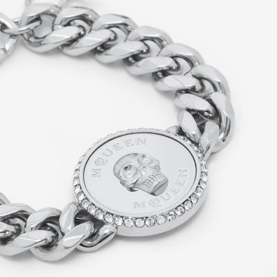 Alexander McQueen Palladium Sovereign Skull Bracelet