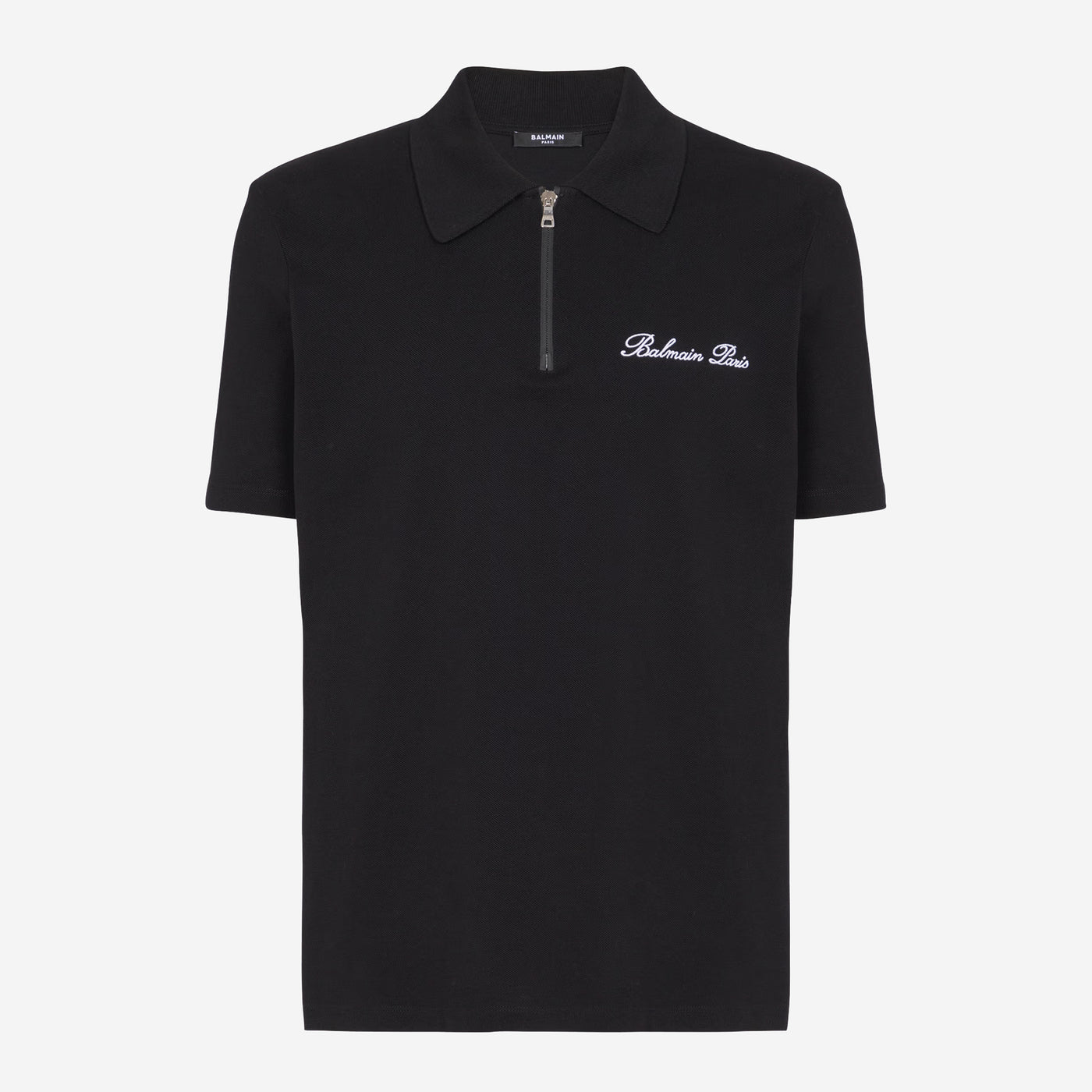 Balmain Embroidered Signature Zipped Polo Shirt