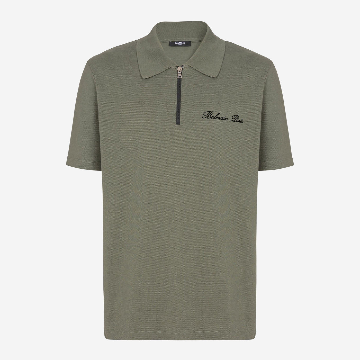 Balmain Embroidered Signature Zipped Polo Shirt