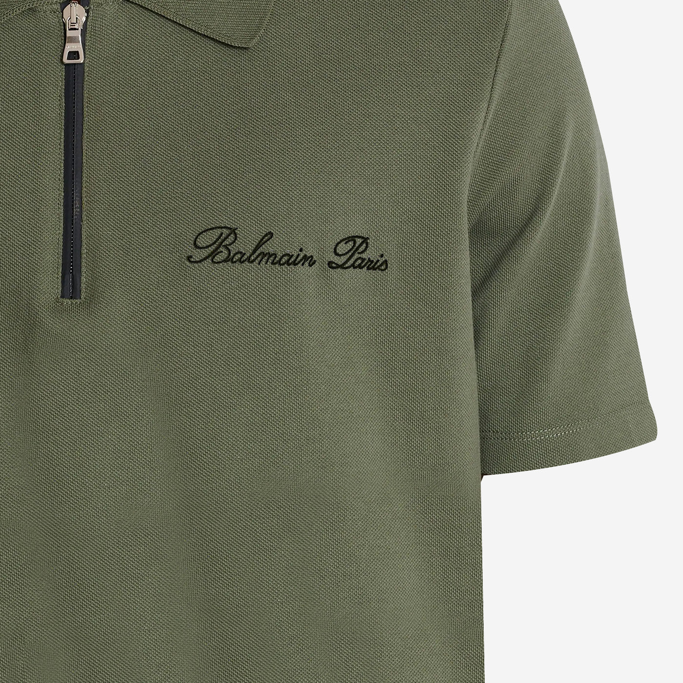 Balmain Embroidered Signature Zipped Polo Shirt