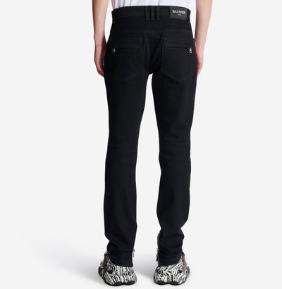 Balmain Slim-Fit Black Denim Biker Jeans