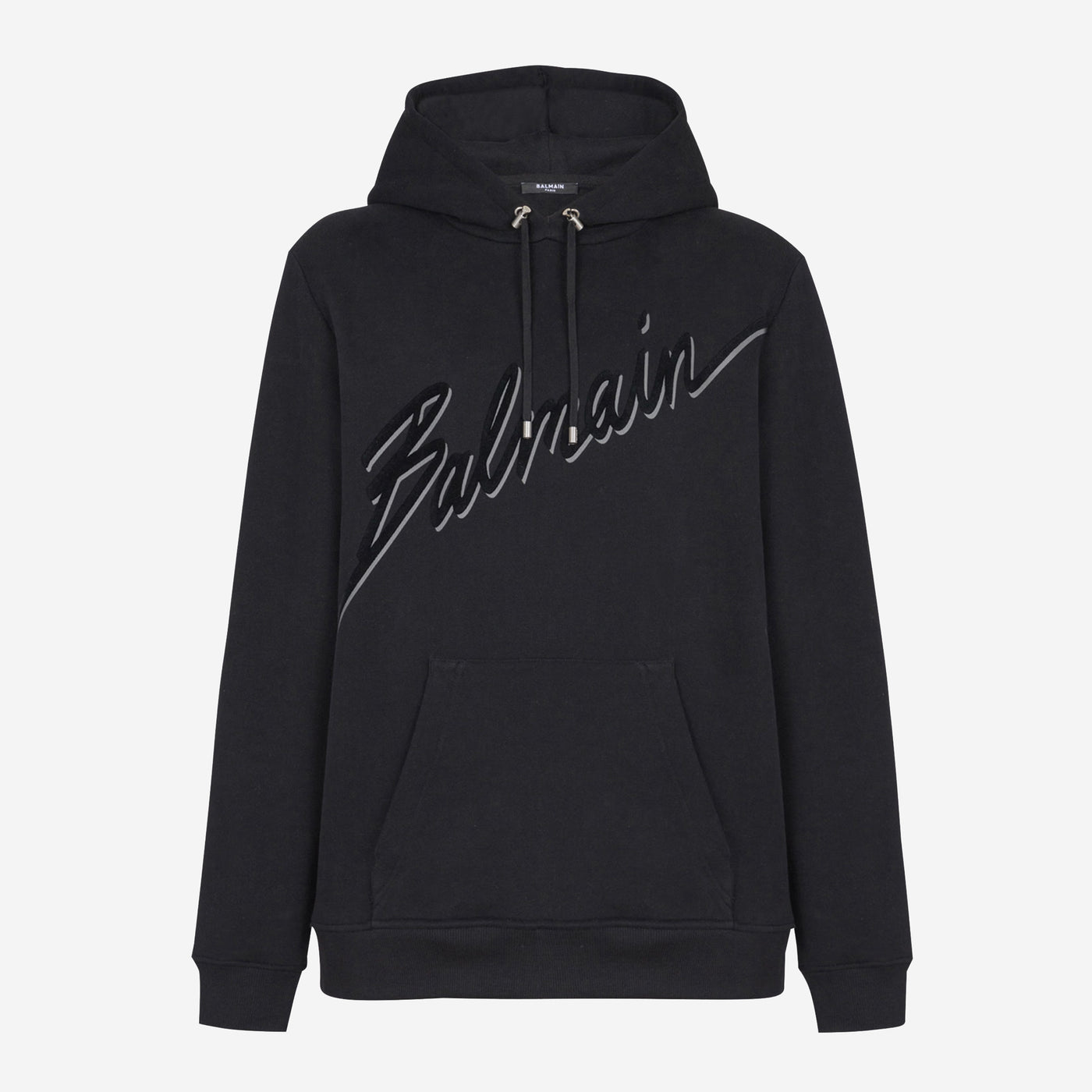 Balmain Flocked Balmain Letter Hoodie