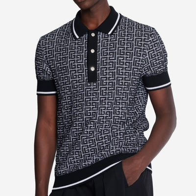 Balmain PB Labyrinth Knit Polo Shirt