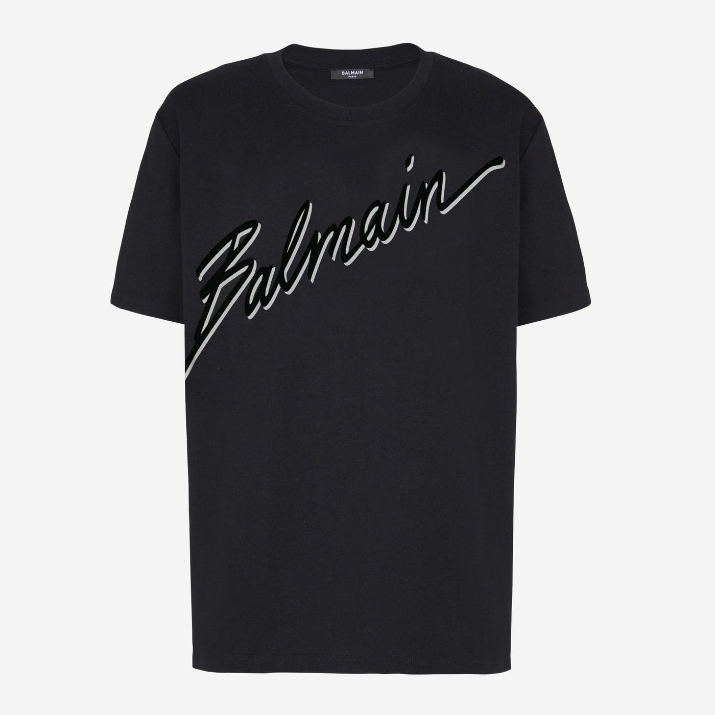 Balmain Flocked Balmain Letter Logo T-Shirt