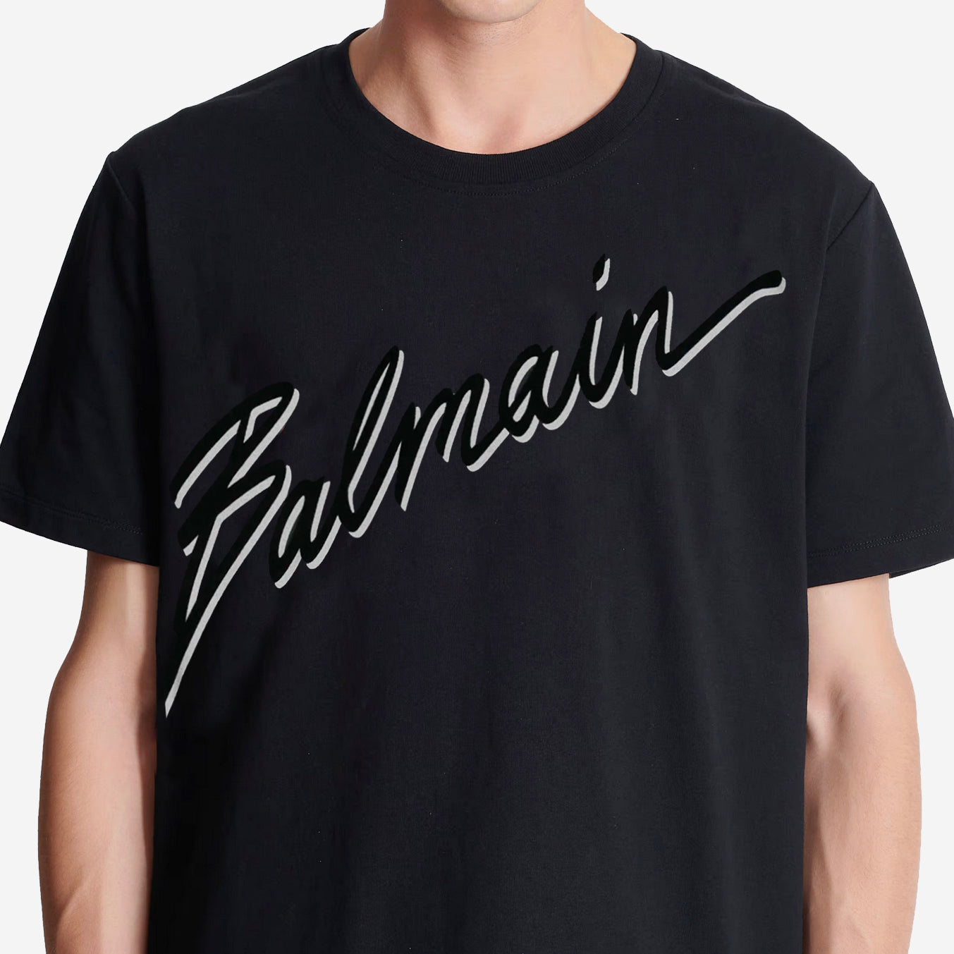 Balmain Flocked Balmain Letter Logo T-Shirt