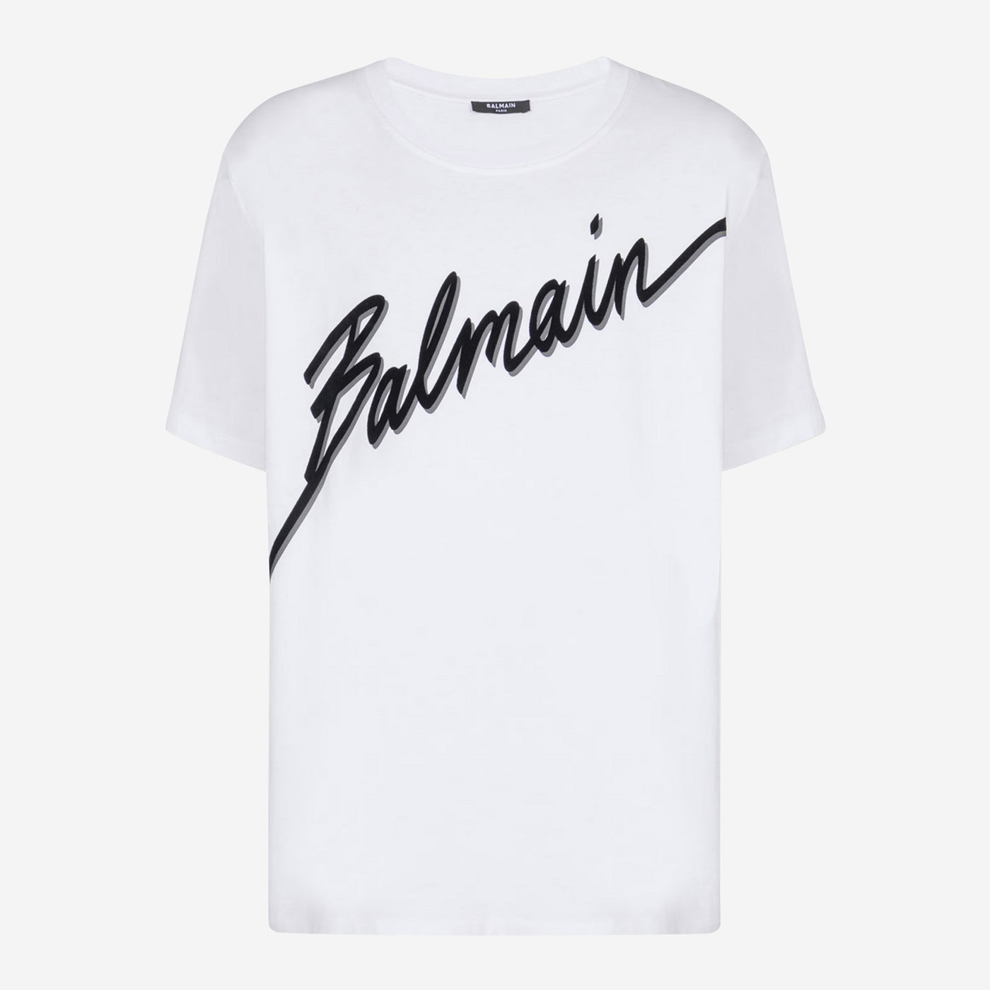 Balmain Flocked Balmain Letter Logo T-Shirt