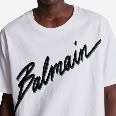 Balmain Flocked Balmain Letter Logo T-Shirt