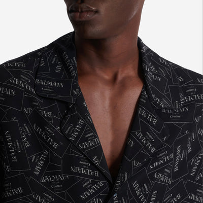 Balmain All Over Balmain Label Print Pyjama Shirt