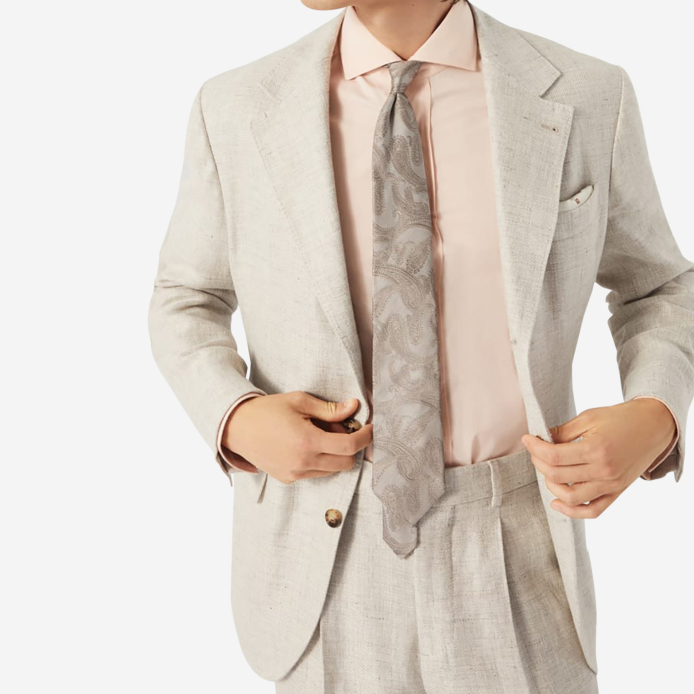 Brunello Cucinelli Linen Diagonal Deconstructed Cavallo Blazer