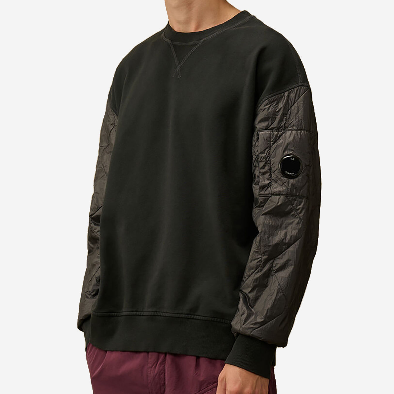 C.P. Company Diagonal Raised Fleece Mixed Quilted Sweatshirt