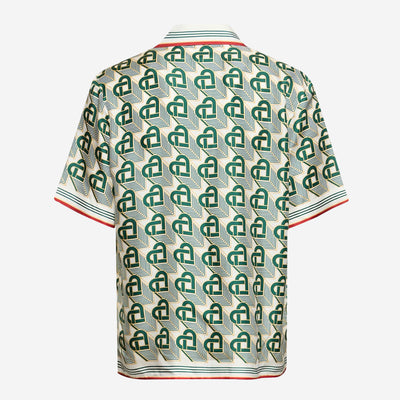 Casablanca Monogram Cuban Collar Silk Shirt