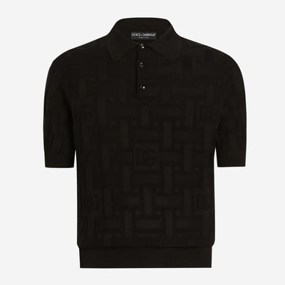 Dolce & Gabbana Silk Jacquard Logo Polo Shirt