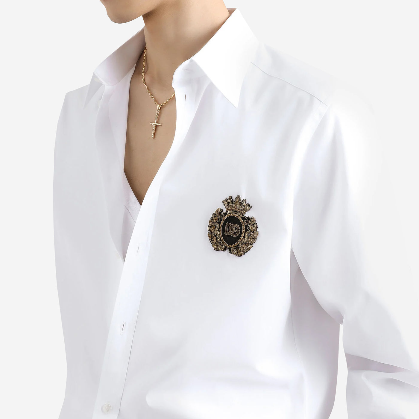 Dolce & Gabbana Cotton Heraldic Patch Shirt