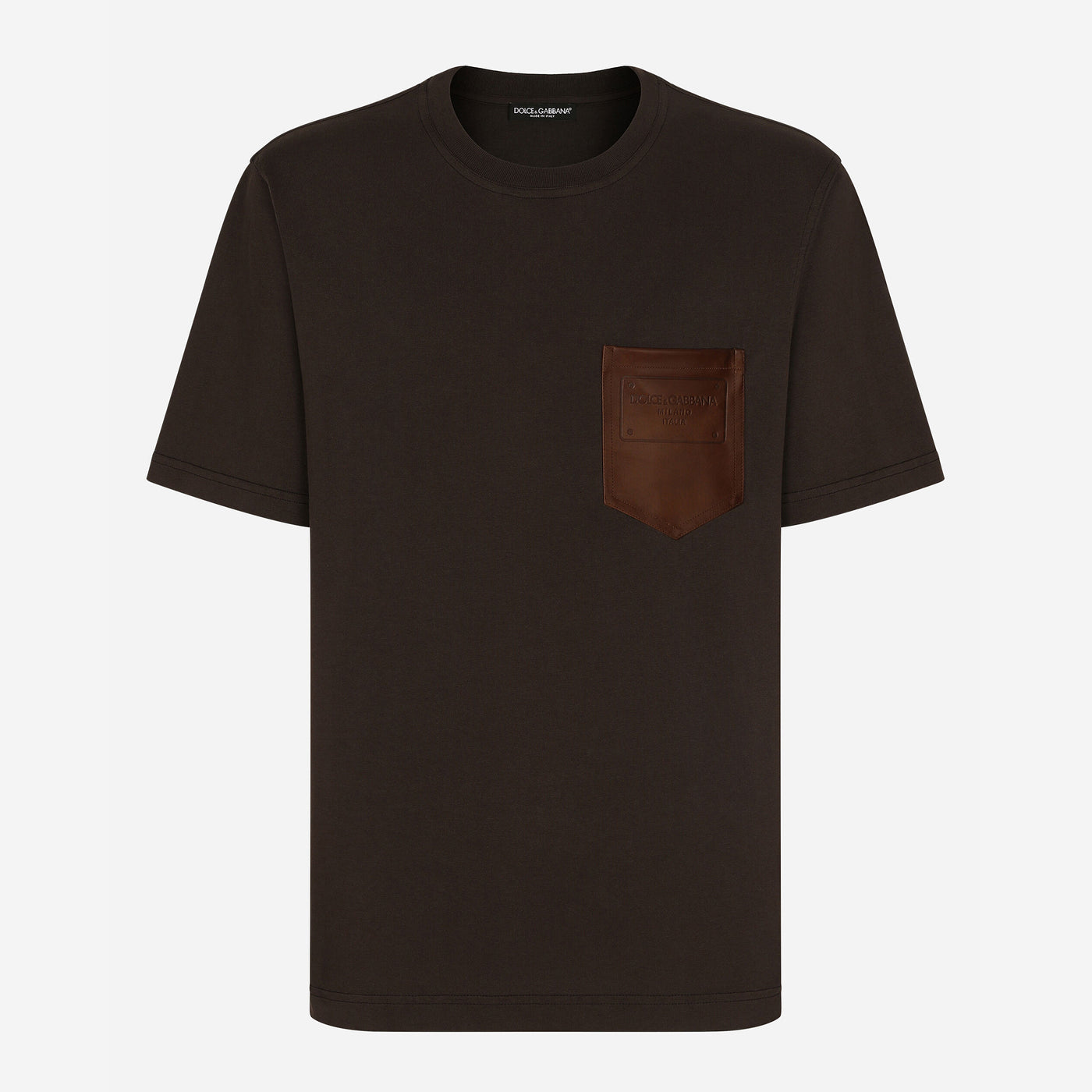 Dolce & Gabbana Leather Breast Pocket Logo T-Shirt