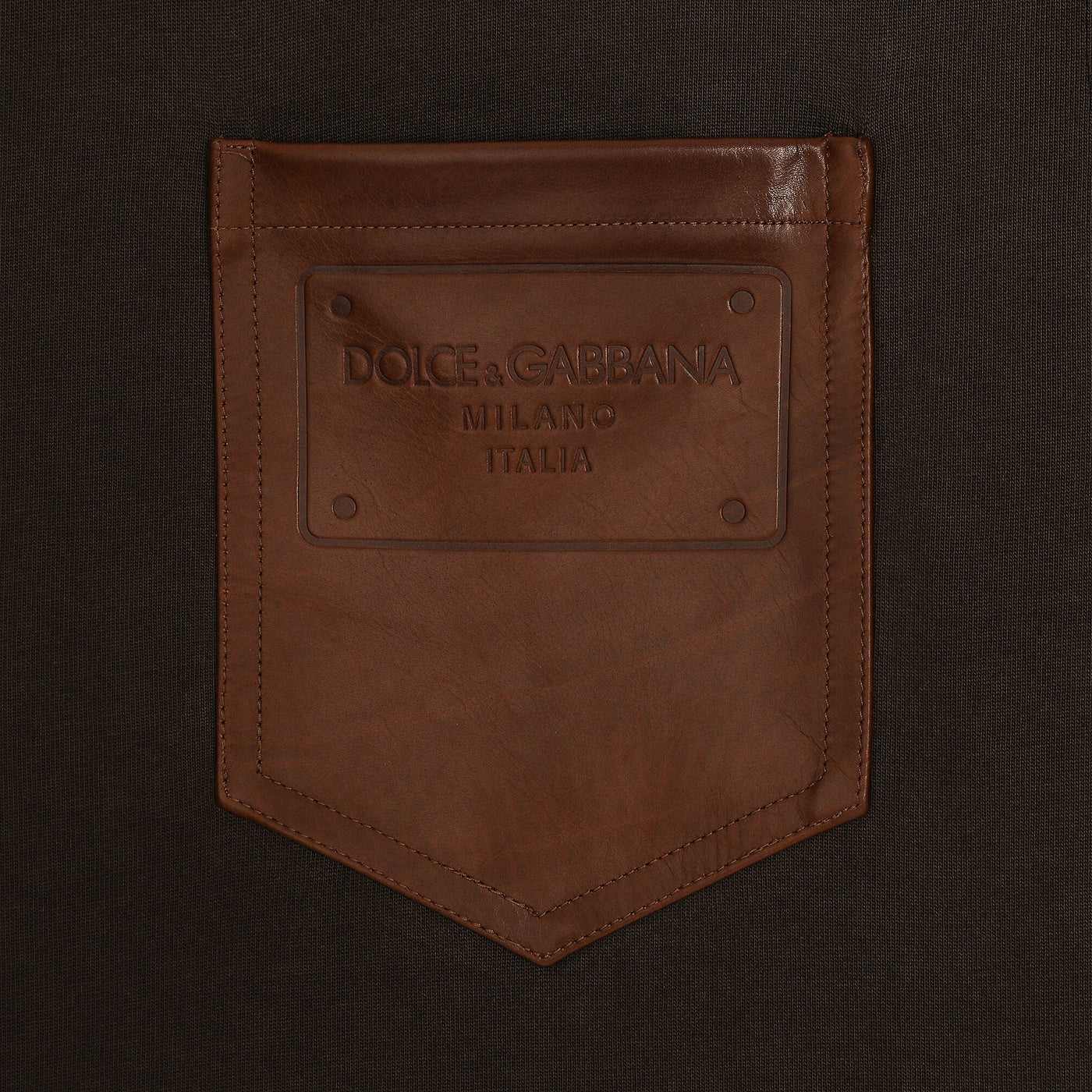 Dolce & Gabbana Leather Breast Pocket Logo T-Shirt