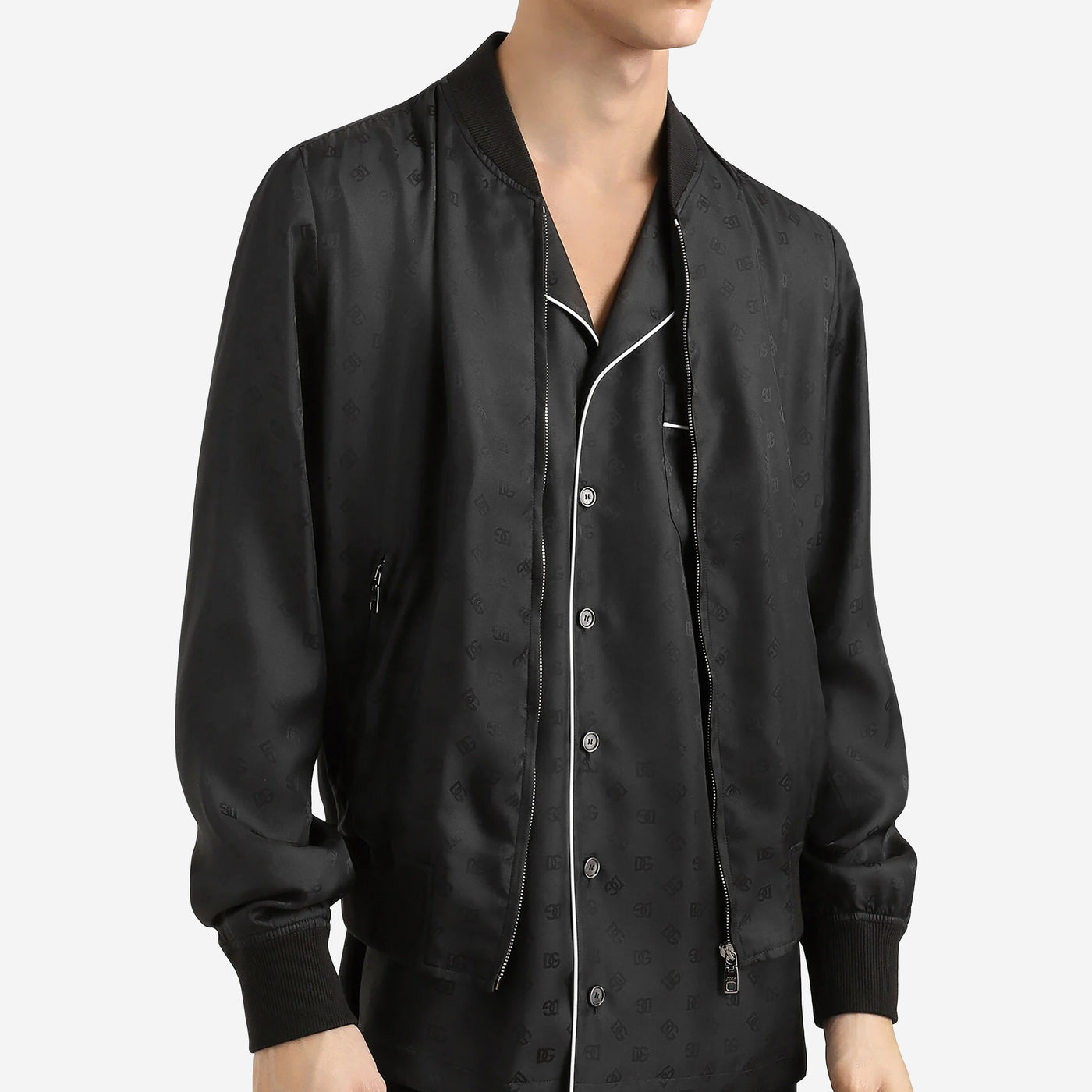 Dolce & Gabbana DG Logo Silk And Jacquard Bomber Jacket