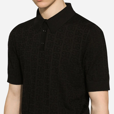 Dolce & Gabbana Silk Jacquard DG Logo Polo Shirt