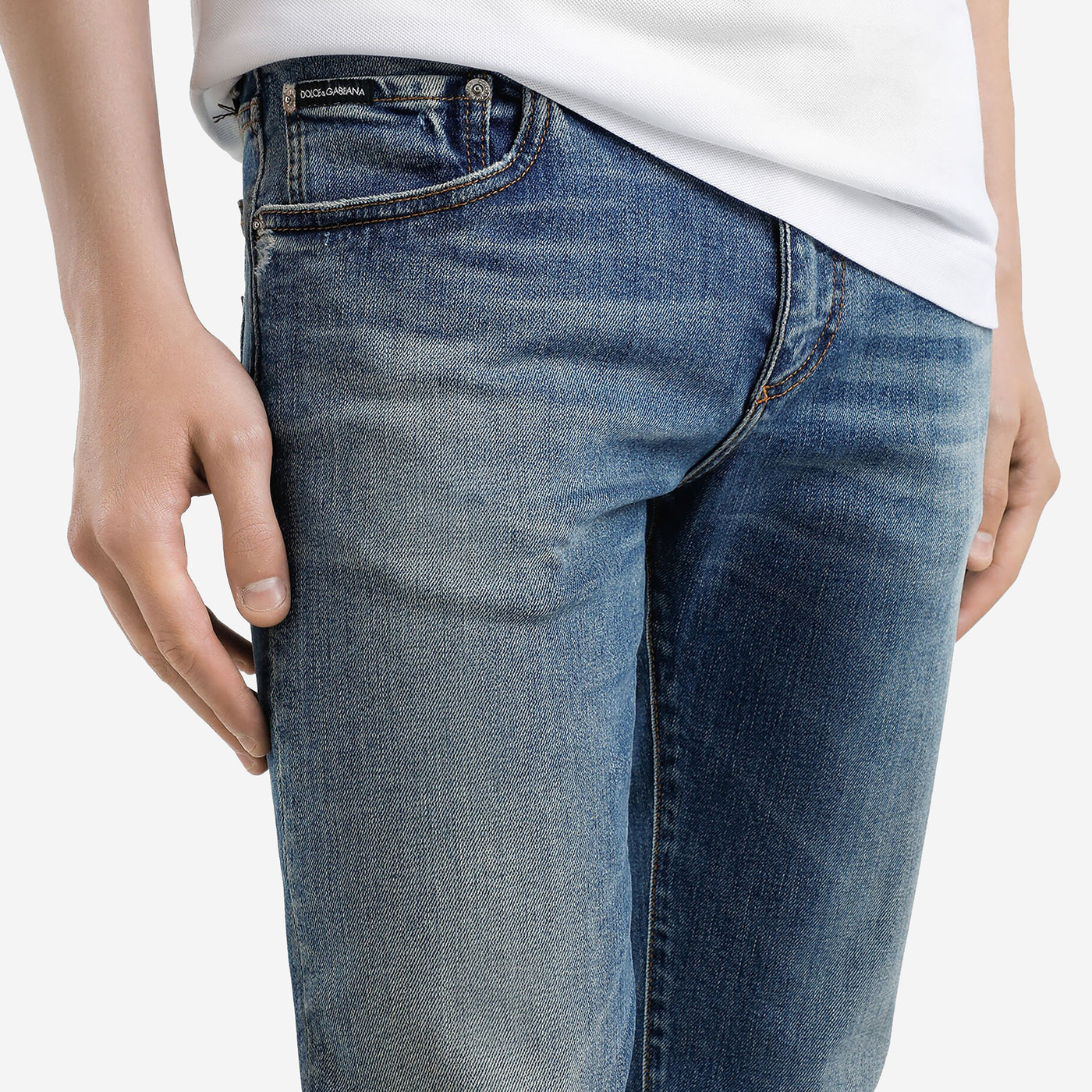 Dolce & Gabbana Skinny Stretch Cotton Tag Jeans