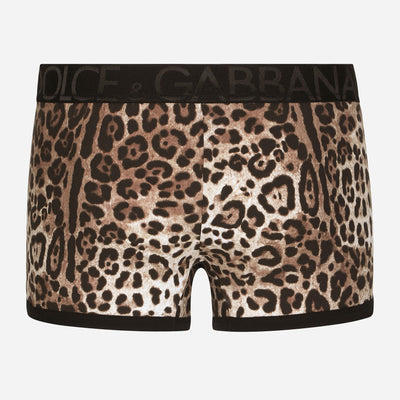 Dolce & Gabbana Two Way Stretch Jersey Regular Fit Leopard Print Boxers