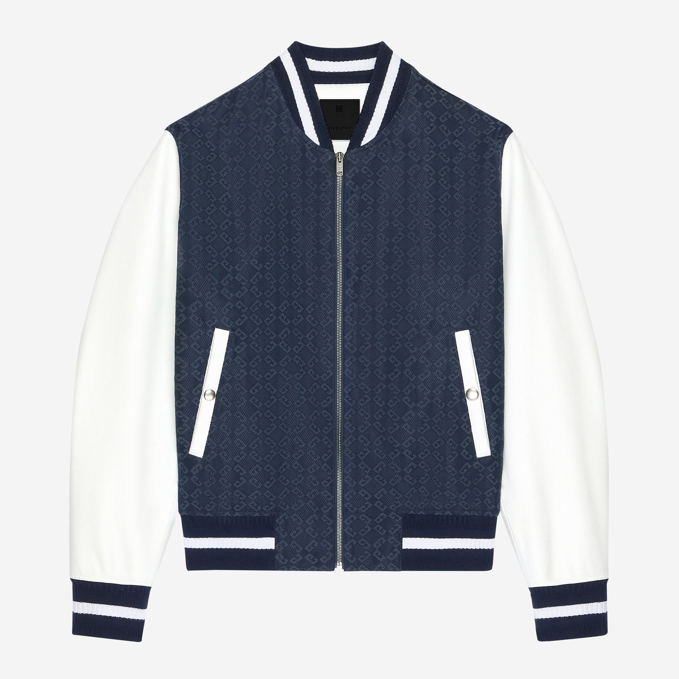 Givenchy Denim Monogram 72 And Leather Varsity Jacket