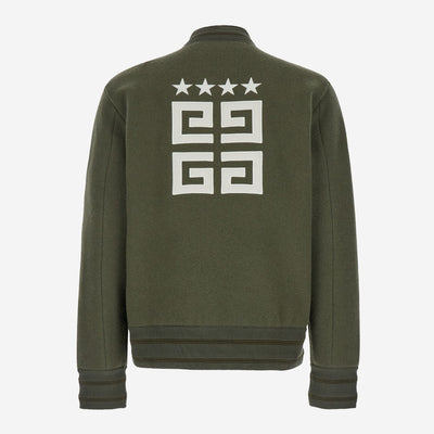 Givenchy 4G Stars Khaki Wool Bomber Jacket