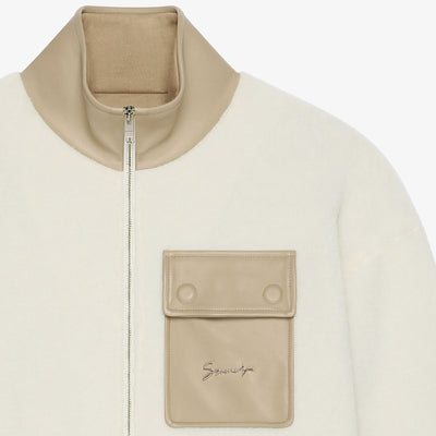 Givenchy Fleece And Leather Zipped Jacket