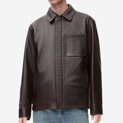 Loewe Oxblood Overshirt Deerskin Jacket