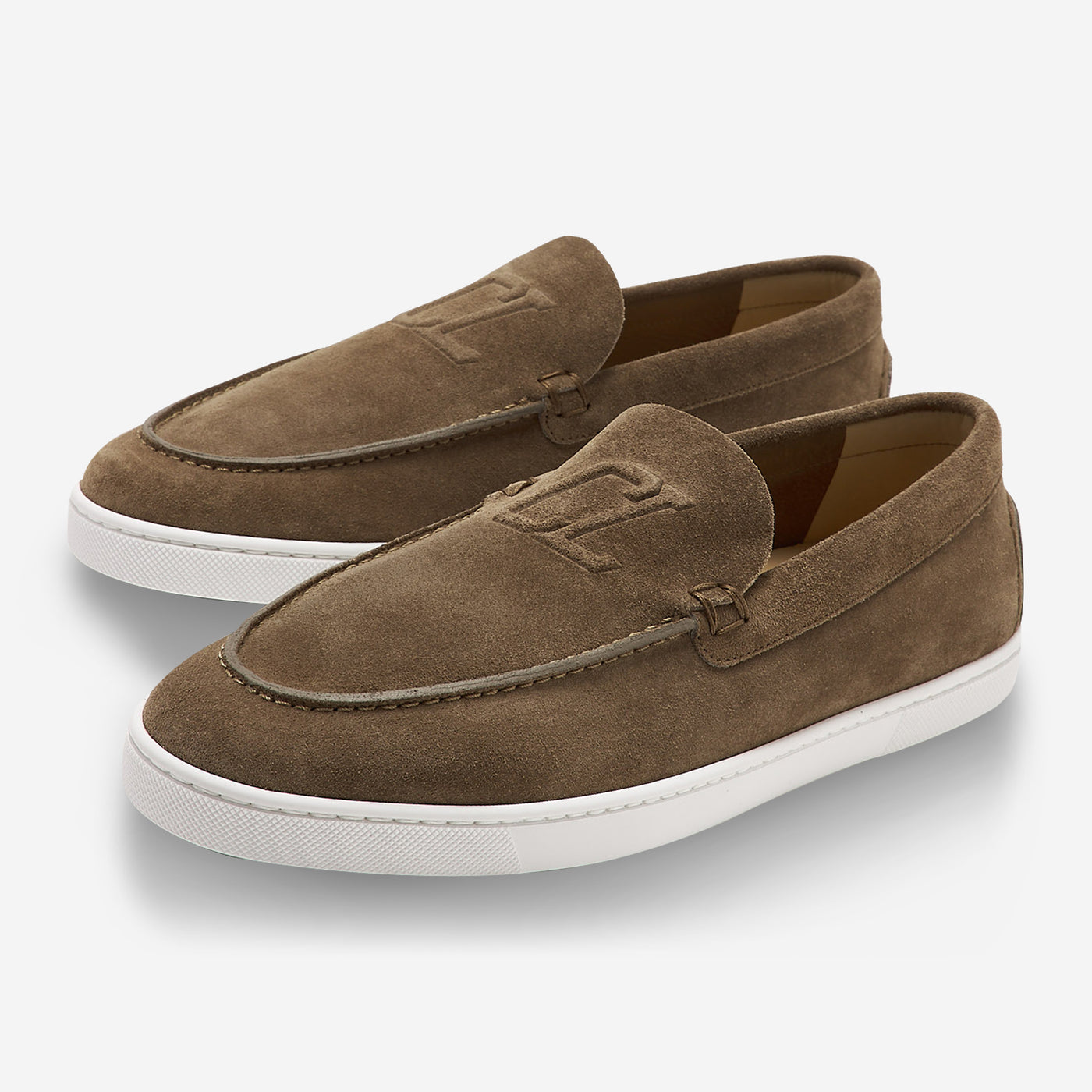 Christian Lauboutin Varsiboat Suede Leather Loafers