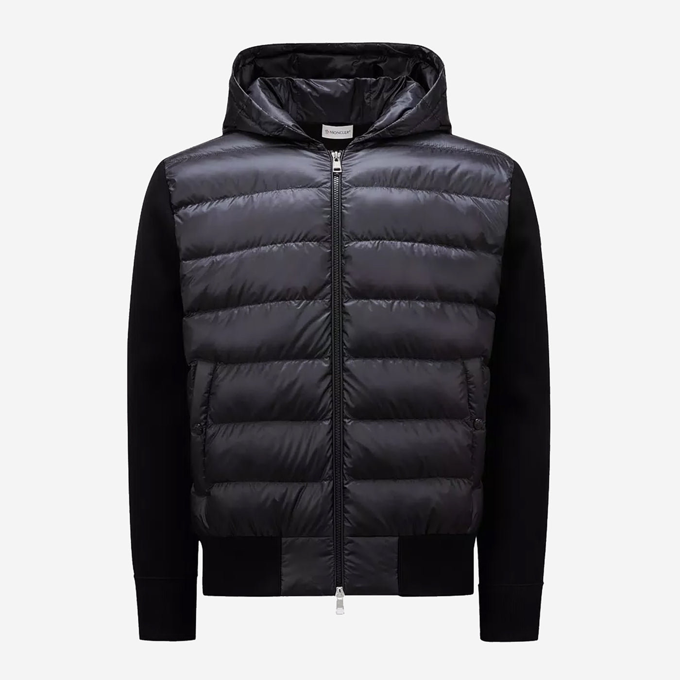 Moncler Tricot Trim Padded Wool Hoodie