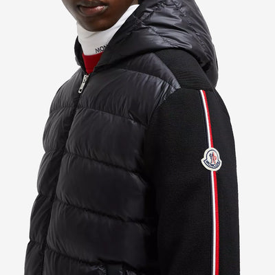 Moncler Tricot Trim Padded Wool Hoodie