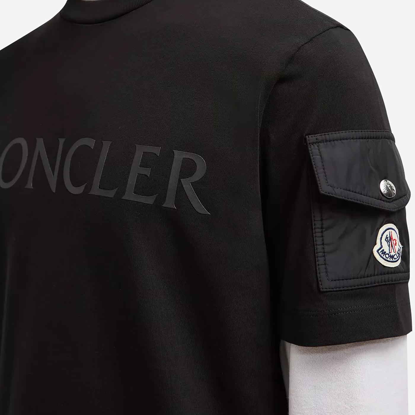 Moncler Laminated Logo Sleeve Pocket T-Shirt