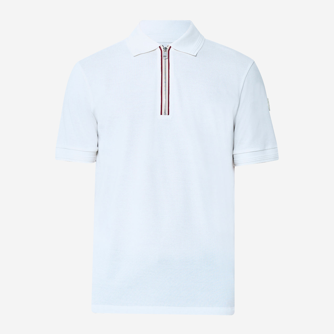 Moncler Tricolour Trim Cotton Piquet Zip Polo Shirt