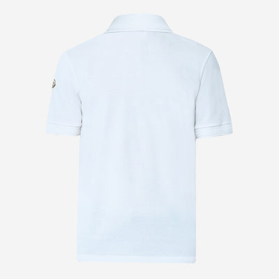 Moncler Tricolour Trim Cotton Piquet Zip Polo Shirt