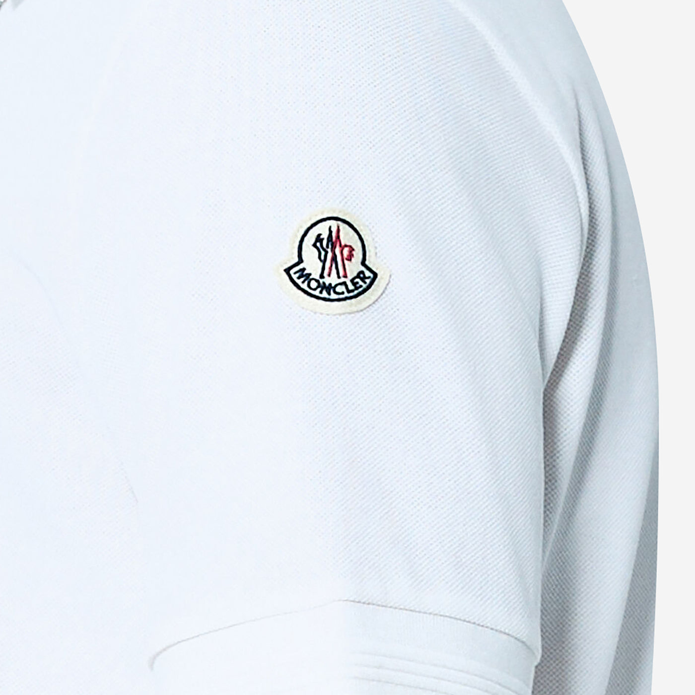 Moncler Tricolour Trim Cotton Piquet Zip Polo Shirt