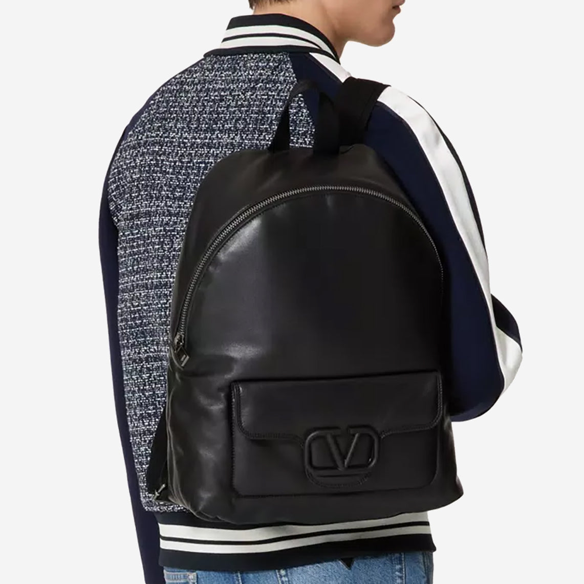 Valentino Garavani Nappa Leather Rubber Logo Backpack