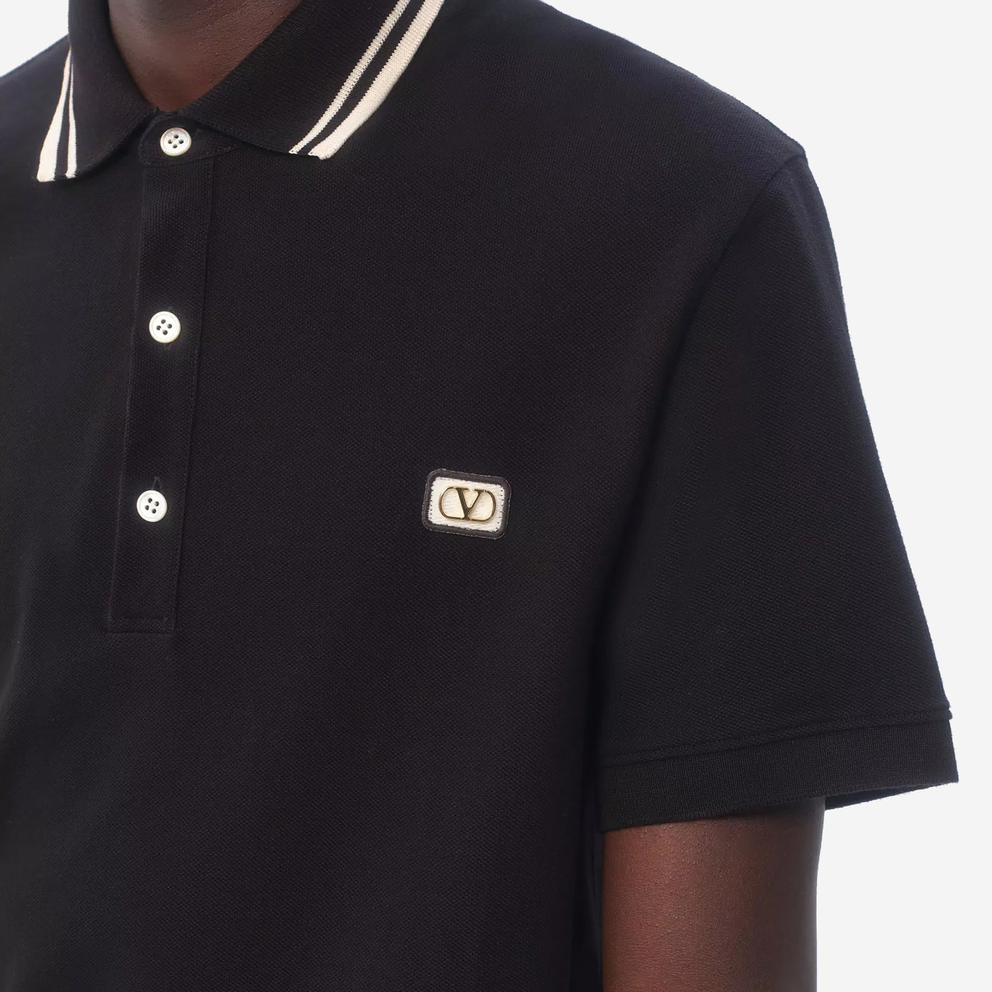 Valentino Cotton Piqué VLogo Patch Polo Shirt