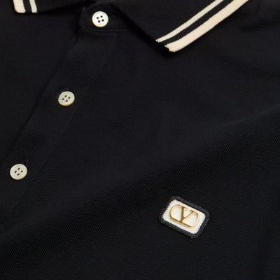 Valentino Cotton Piqué VLogo Patch Polo Shirt