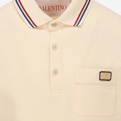 Valentino Cotton Piqué VLogo Patch Polo Shirt