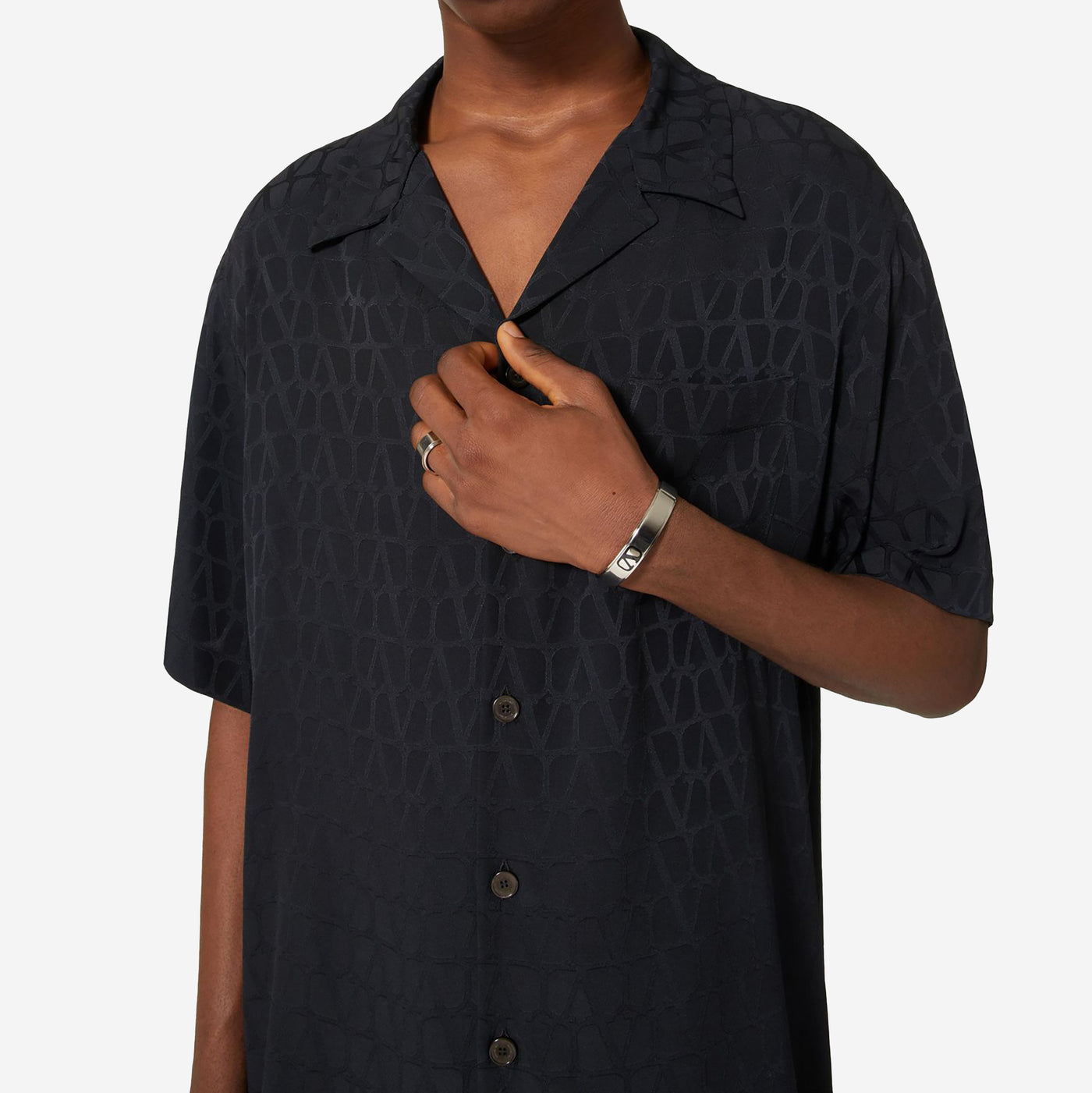 Valentino Silk Jacquard Bowling Shirt